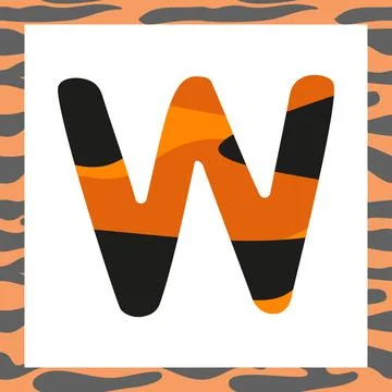 Letter W with tiger pattern Stock Illustration