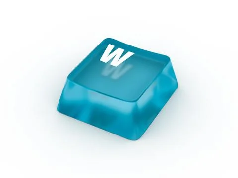 Letter W on transparent keyboard button Stock Illustration