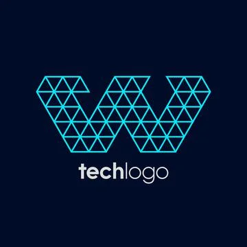 Letter W Triangle Polygon Tech Logo Stock Illustration