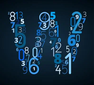 Letter W, vector font from numbers Stock Illustration