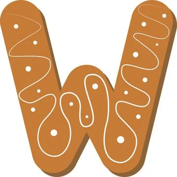Letter W. Vector set of alphabet holidays ginger cookie isolated on white bac Stock Illustration