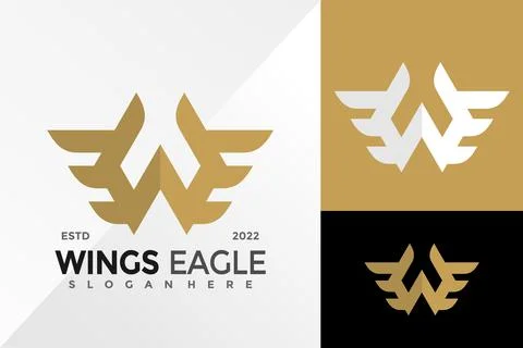 Letter W Wing Eagle Logo Design Vector illustration templateLetter W Wing Eag Stock Illustration
