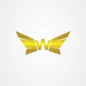 Letter W with wings element Illustrazione stock