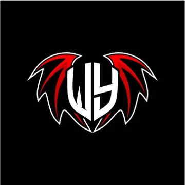 Letter W Y initial vector logo template with a minimalist dragon wing style Illustrazione stock