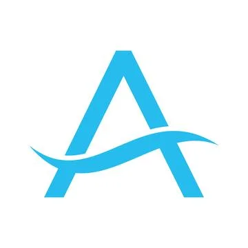 Letter A Wave Blue Logo Stock Illustration