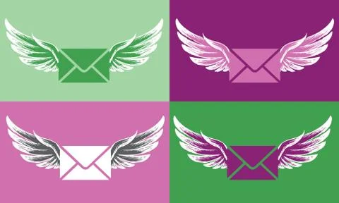 Letter with wings Stock Illustration