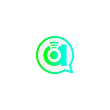 Letter A Wireless Internet in the chat bubble logo Stock Illustration