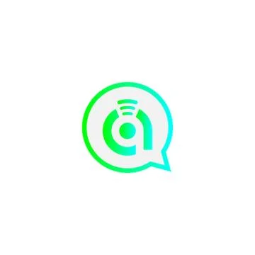 Letter A Wireless Internet in the chat bubble logo Stock Illustration