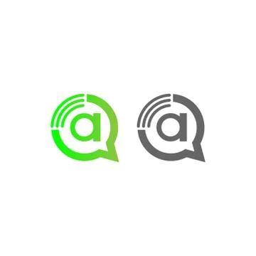 Letter A Wireless Internet in the chat bubble logo Stock Illustration