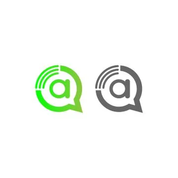 Letter A Wireless Internet in the chat bubble logo Stock Illustration