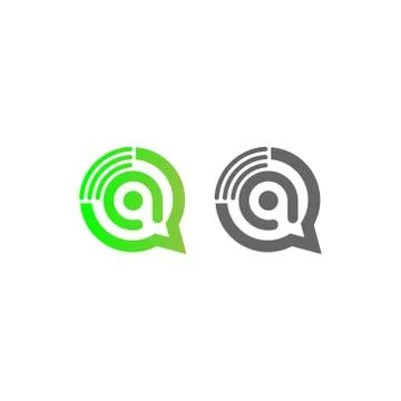 Letter A Wireless Internet in the chat bubble logo Stock Illustration