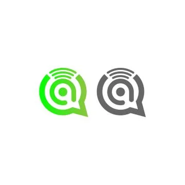 Letter A Wireless Internet in the chat bubble logo Stock Illustration