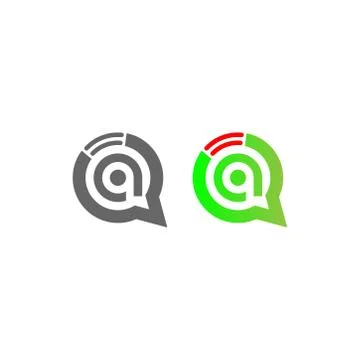Letter A Wireless Internet in the chat bubble logo Stock Illustration