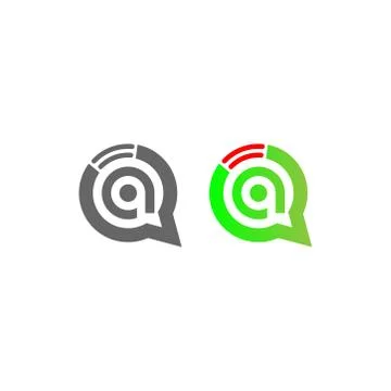 Letter A Wireless Internet in the chat bubble logo Stock Illustration