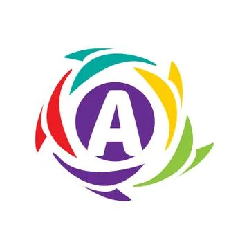 A letter within colorful circle Stock Illustration