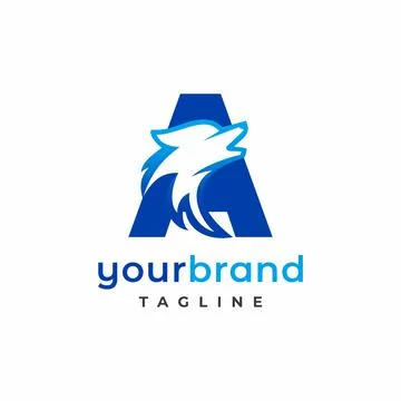 Letter A Wolf Logo Design Vector , Initial Gaming Logo Stock Illustration