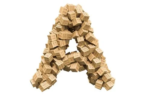 Letter A from wooden boxes. 3D rendering Stock Illustration