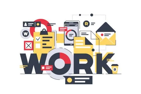 Letter of work using tablet, smartphone and mail. Stock Illustration