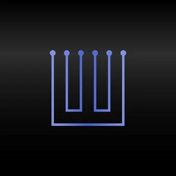Letter W.Vector technology font. Digital alphabet element. Isolated. Microchip Illustrazione stock