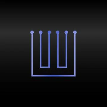 Letter W.Vector technology font. Digital alphabet element. Isolated. Microchip Stock Illustration