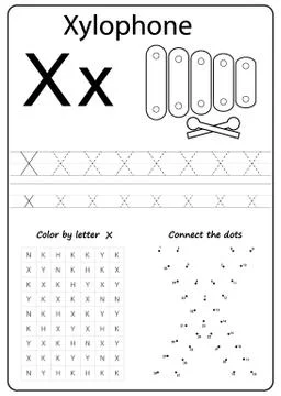 Letter X. Alphabet letter. Worksheet. Task for kids. learning letters Stock Illustration