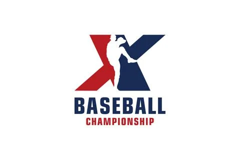 Letter X with Baseball Logo Design. Vector Design Template Elements for Spo.. Stock Illustration