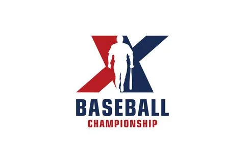 Letter X with Baseball Logo Design. Vector Design Template Elements for Spo.. Stock Illustration