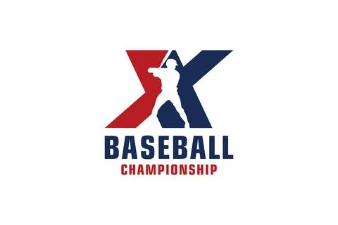 Letter X with Baseball Logo Design. Vector Design Template Elements for Spo.. Stock Illustration
