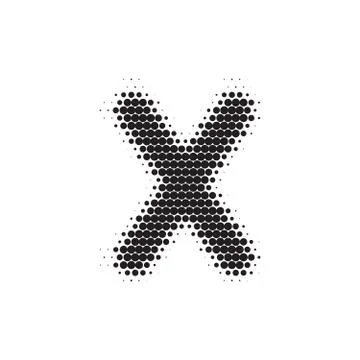 Letter X black halftone pattern font Stock Illustration