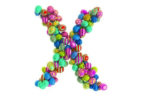 Letter X from colored Easter eggs, 3D rendering Stock Illustration