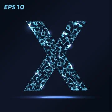 The letter X consists of points, lines and triangles. Vector illustration. Stock Illustration