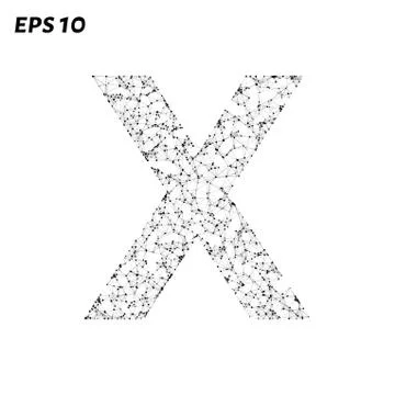 The letter X consists of points, lines and triangles. Vector illustration. Stock Illustration