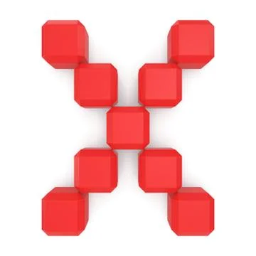 Letter x cubic red Stock Illustration