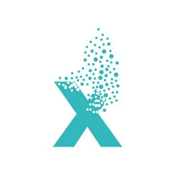Letter X dispersing into a cloud of bubbles Stock Illustration