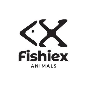 Letter x with fish shape logo design vector graphic symbol icon sign illust.. Illustrazione stock