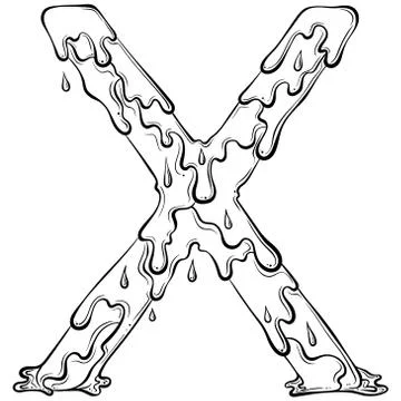 Letter X with flow drops Stock Illustration