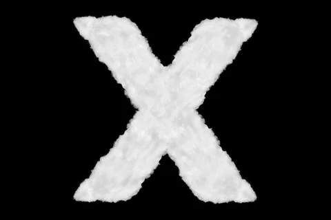 Letter X font shape element made of cloud on black Stock Illustration