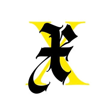 Letter X, in the Gothic style. Vector. Alphabet. The symbol is isolated on a Stock Illustration