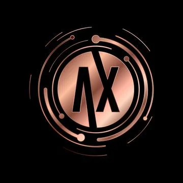 Letter A X Initial Cooper Color Cyber Multimedia Logo Stock Illustration