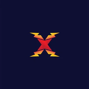 Letter X Initial Logo Design Template. Alphabet with Thunder Shape Logo Con.. Illustrazione stock