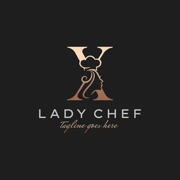 Letter X Lady Chef, Initial Beauty Cook Logo Design Vector Stock Illustration