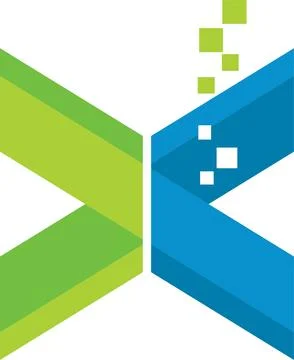 Letter x logo blue and green geometric Illustrazione stock