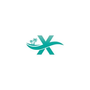 Letter X logo  coconut tree and water wave icon design Stock Illustration