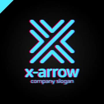 Letter X logo design concept with four arrow in round line style. Stock Illustration