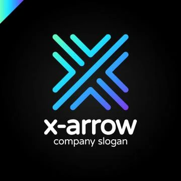 Letter X logo design concept with four arrow in round line style. Stock Illustration