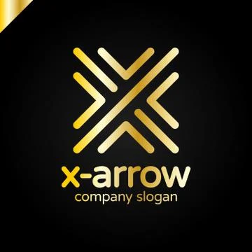 Letter X logo design concept with four arrow in round line style. Stock Illustration