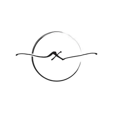 Letter X lowercase handwriting wiith circle brush Stock Illustration