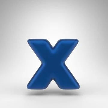 Letter X lowercase on white background. Anodized blue 3D letter with matte te イラスト素材