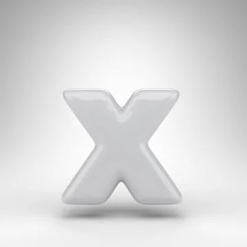 Letter X lowercase on white background. White plastic 3D letter with glossy Stock Illustration