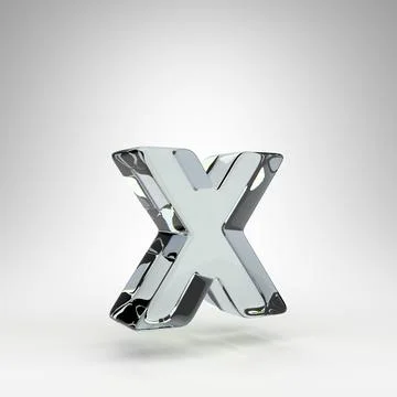 Letter X lowercase on white background. Camera lens transparent glass 3D letter Stock Illustration